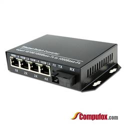 Single Fiber Gigabit Ethernet WDM / BiDi Fiber Media Converter, 1-port Fiber & 4-port RJ45, Tx:1550nm/Rx:1310nm, SMF, 40km