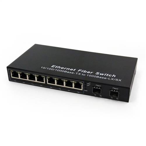 Gigabit Ethernet Fiber Switch 2 Port 10/100/1000M TX RJ45 & 8 Port