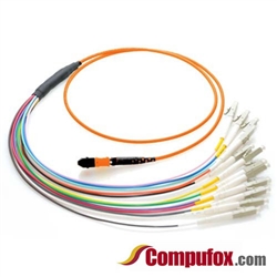 12 Fiber MTP / MPO OM2 50/125 Multimode Fanout Fiber Optic Patch Cable