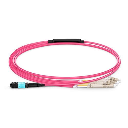 MPO to 8 LC (4 Duplex LC) Breakout Cable, Multimode OM4